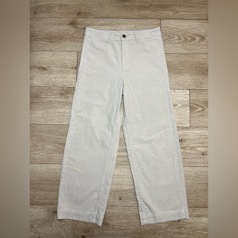 Everlane The Corduroy Wide Leg Pants Women's Size 12 (31x28) Ivory High Rise
